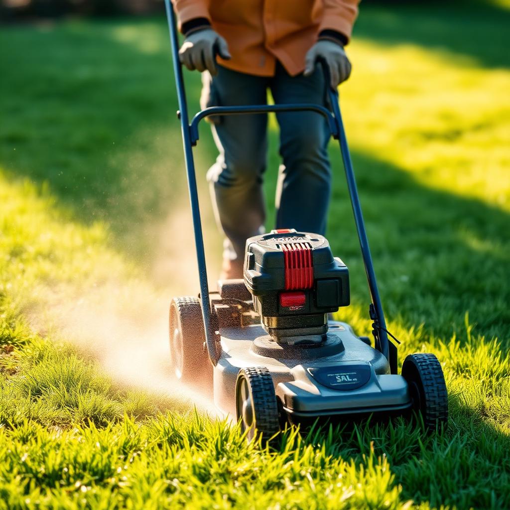 ProCutz crew member mowing lawn